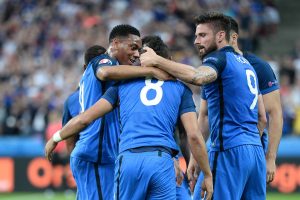 Dimitri Payet of France celebrates his goal during the Group-A preliminary round match between France and Romania at Stade de France on June 10, 2016 in Paris, France. (Photo by Nolwenn Le Gouic/Icon Sport)