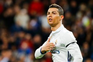 Ronaldo with hand on chest