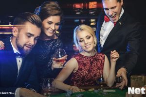 Happy rich people in casino