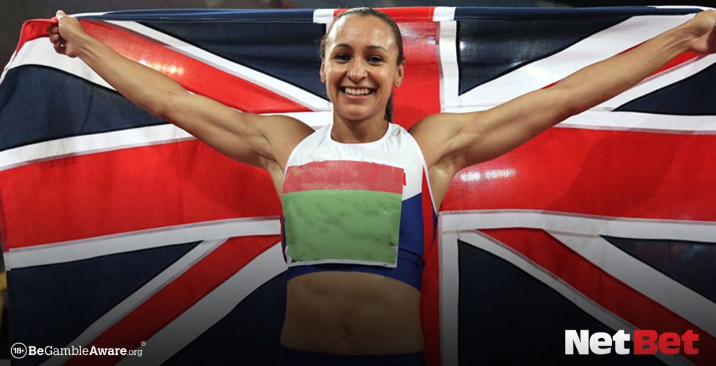 Jessica Ennis-Hill with British flag