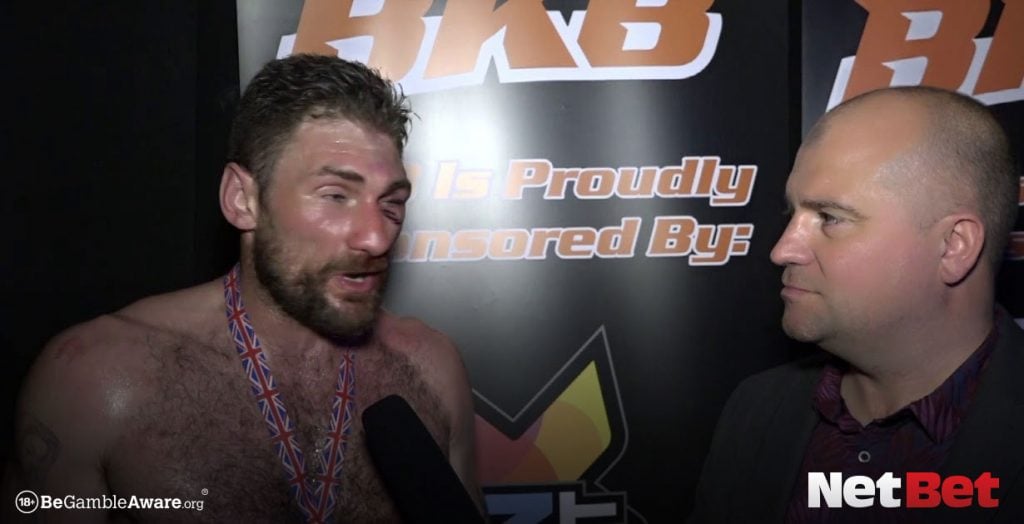 Rob Boardman being interviewed after a fight