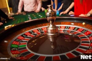 Roulette wheel mid-spin